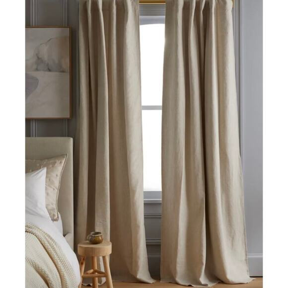 Quince European Linen Room Darkening Curtain 48" X 96" Flax - Picture 3 of 3